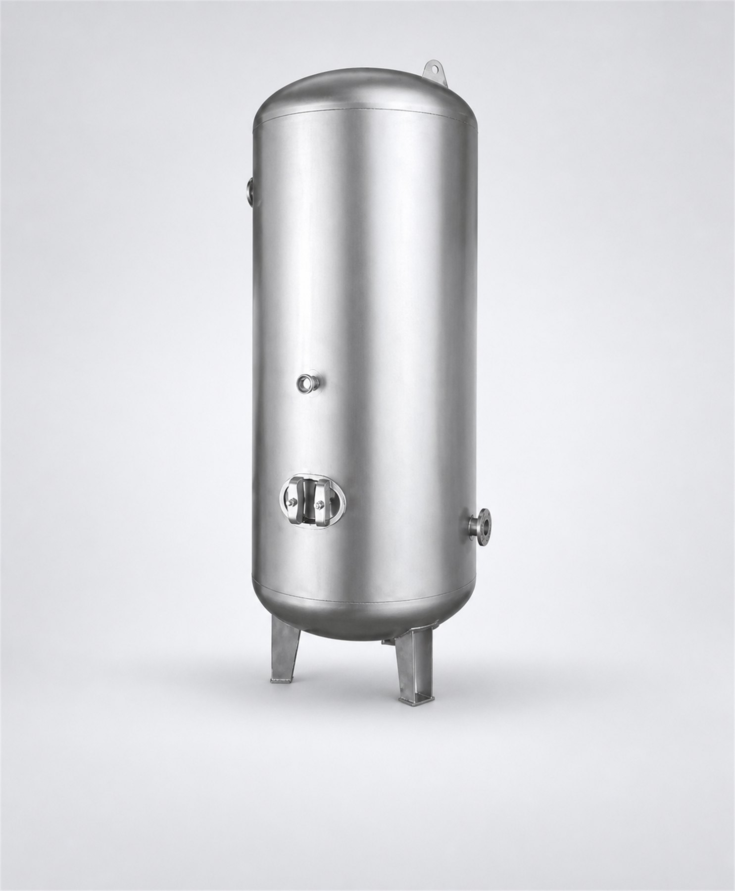 Vertical stainless compressed-air receiver tank
