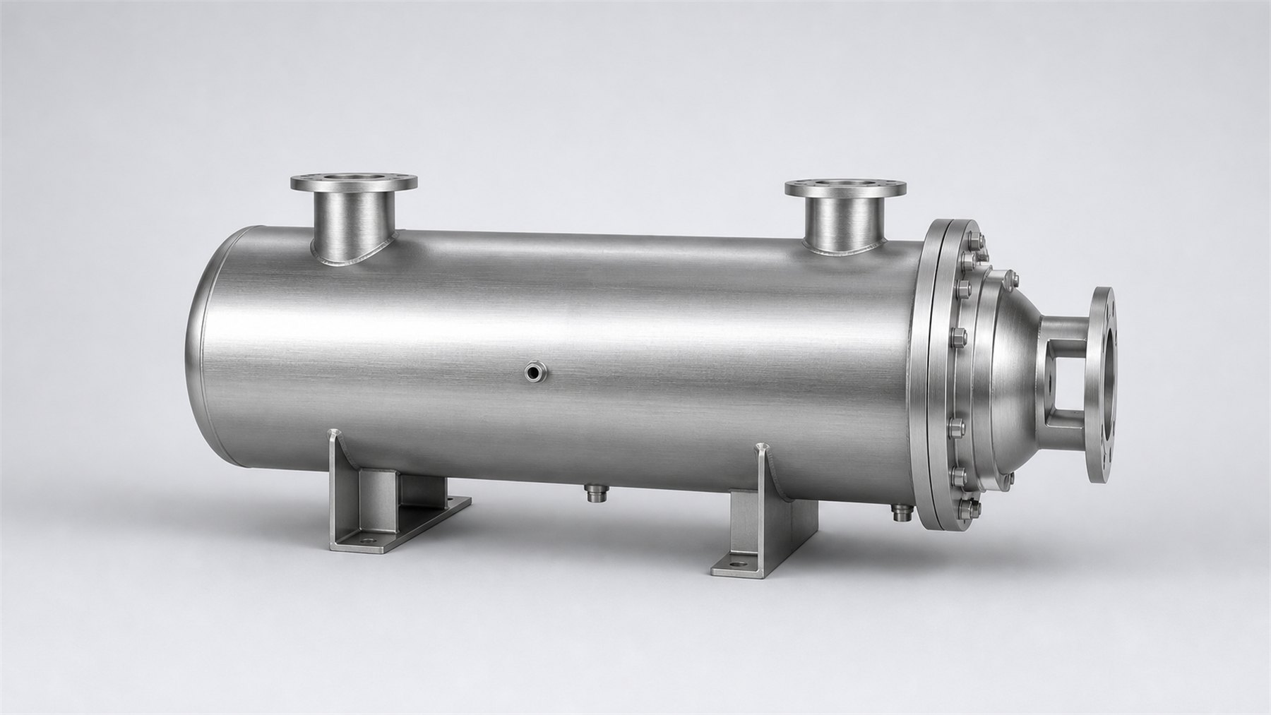Horizontal shell-and-tube compressed-air cooler