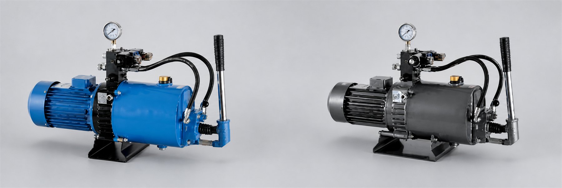 Two compact horizontal hydraulic power-unit configurations