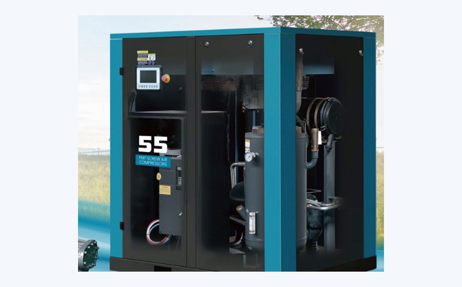 Single-stage permanent-magnet variable-speed screw compressor