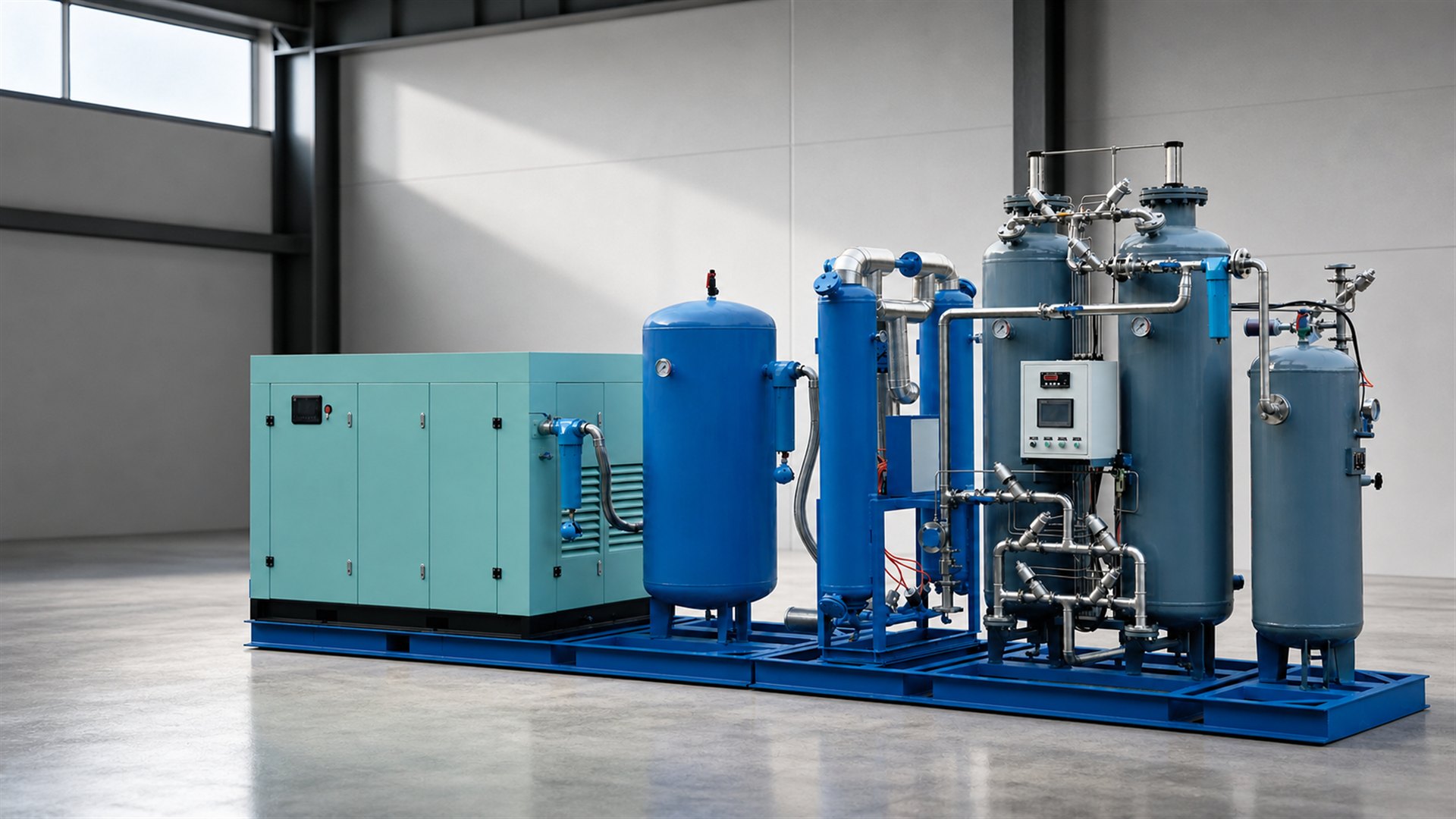 Packaged on-site gas generation system in a clean industrial setting